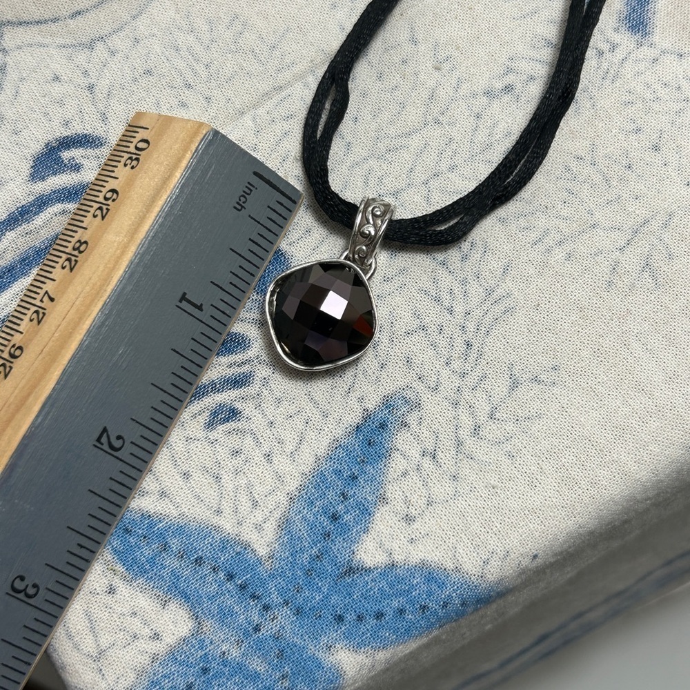 Brighton Venus Rising Necklace Dark Purple Crystal Black Cord Silver Plated 18" - Picture 11 of 13